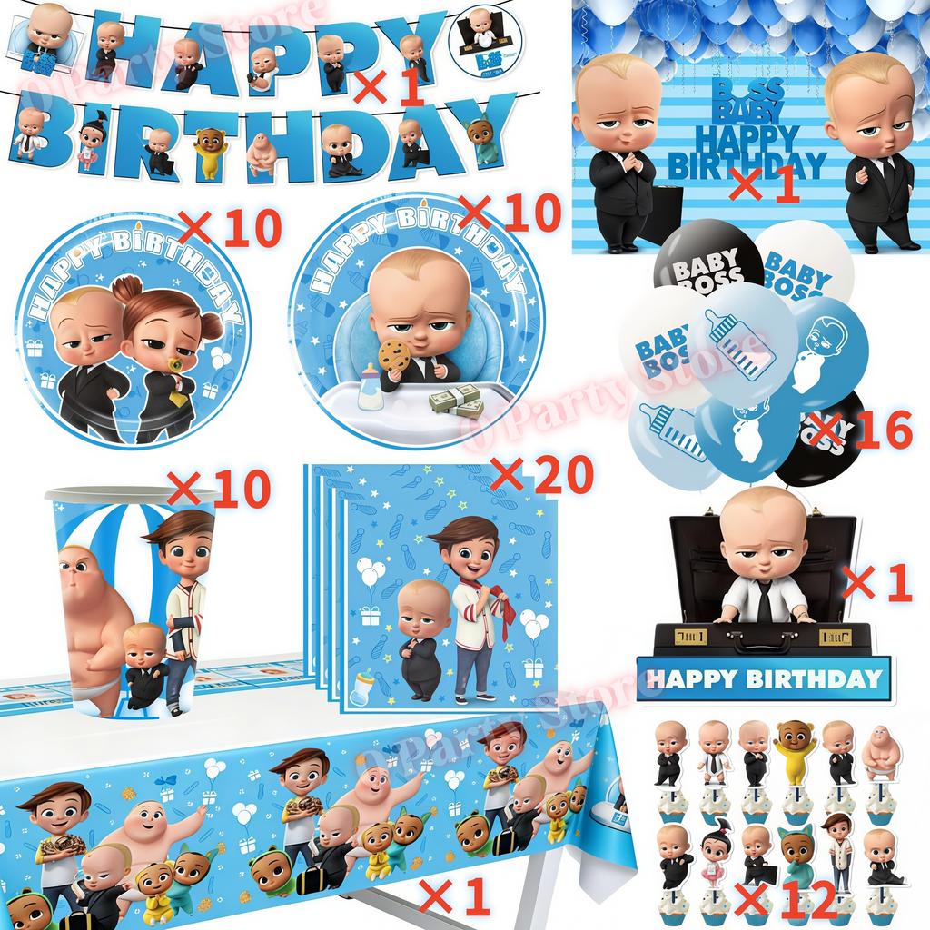 Bossed Baby Thema Neugeborene 1. Geburtstag Party Deko Becher Teller Luftballon Jungen Geburtstag Dekorationen Babyparty Zubehör Partygeschenke
