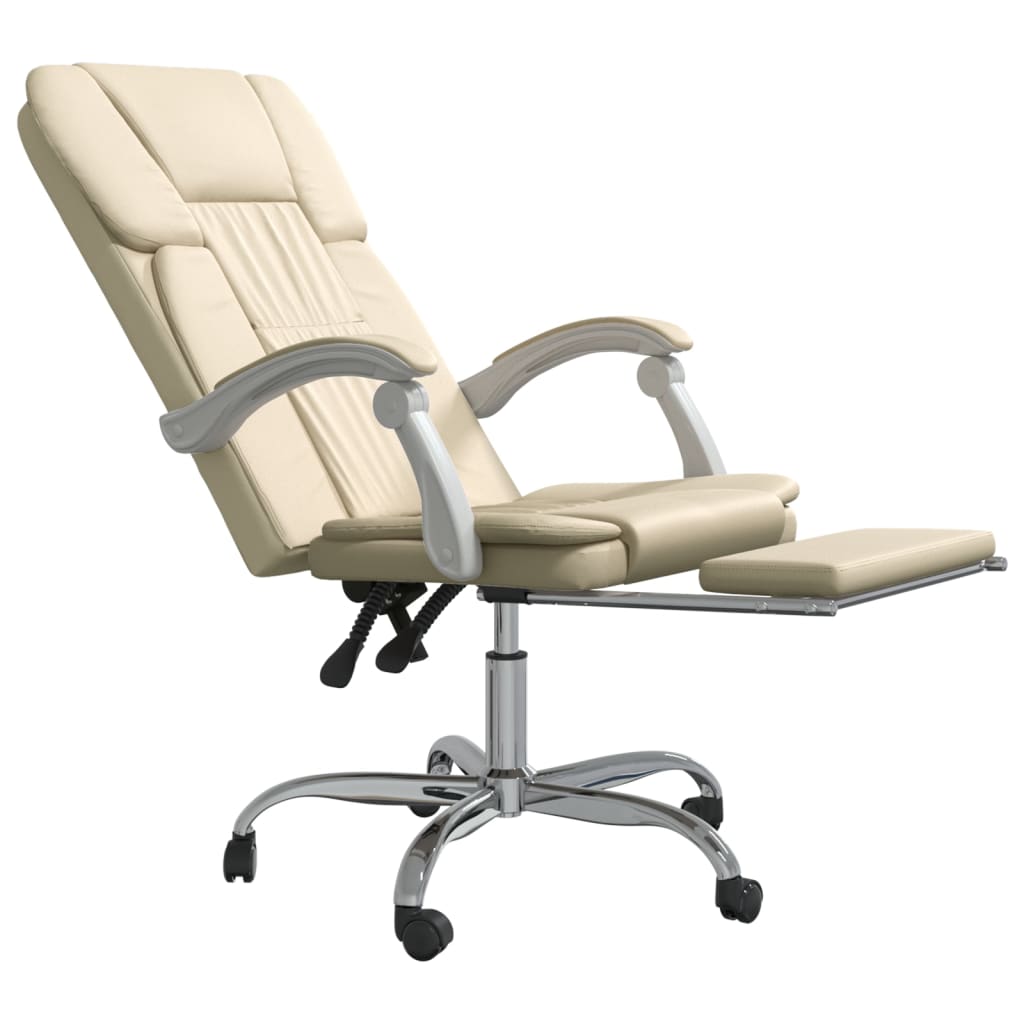 Office Chair with Reclining Function Cream Faux Leather