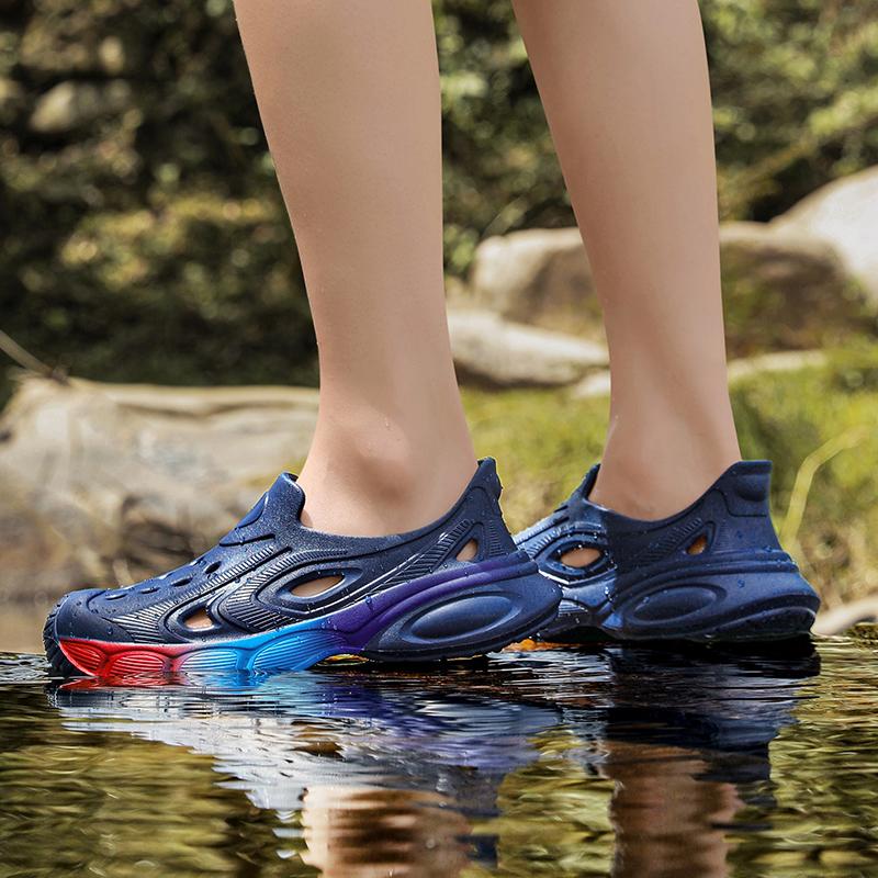 Summer Men Sandals Beach Slippers Fashion Outdoor Slippers Casual Beach Water Sports Shoes Breathable Hollow Flip Flops Cheap Male Aqua Sneaker