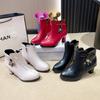 Mode 2024 hochhackige Stiefel Damen Frühling und Herbst Einzelstiefel neue Damenschuhe Reißverschluss weiß wasserdicht Taiwan hochhackige Schuhe