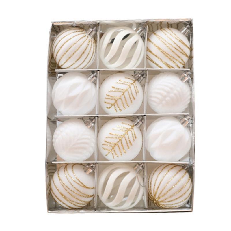 12 pezzi di decorazioni per l'albero di Natale in velluto, palline colorate dipinte, decorazioni festive per la casa e il matrimonio