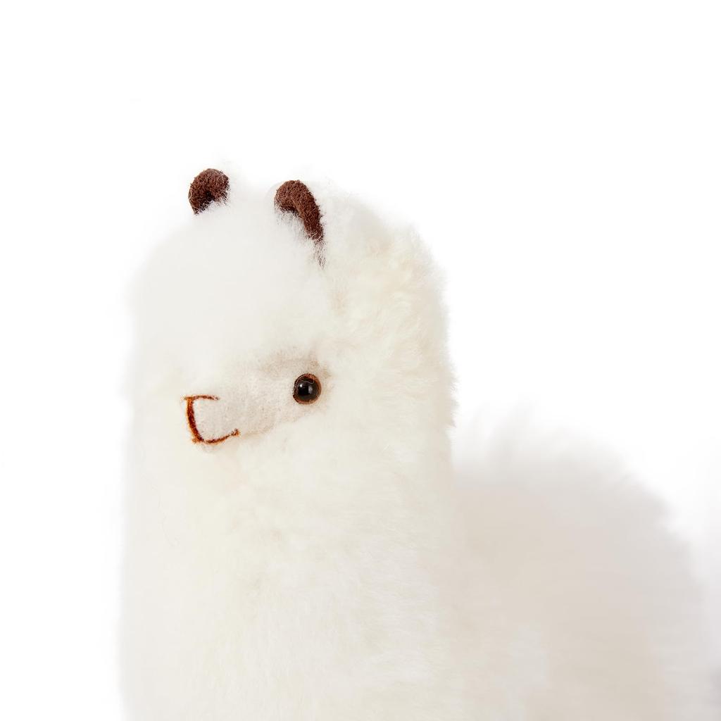 INJOI Plush Alpaca, Soft and Fluffy, Handmade, Rare, Natural Alpaca Fur, Perfect Gift for Anniversaries and Special Occasions (30cm, White, A1007)