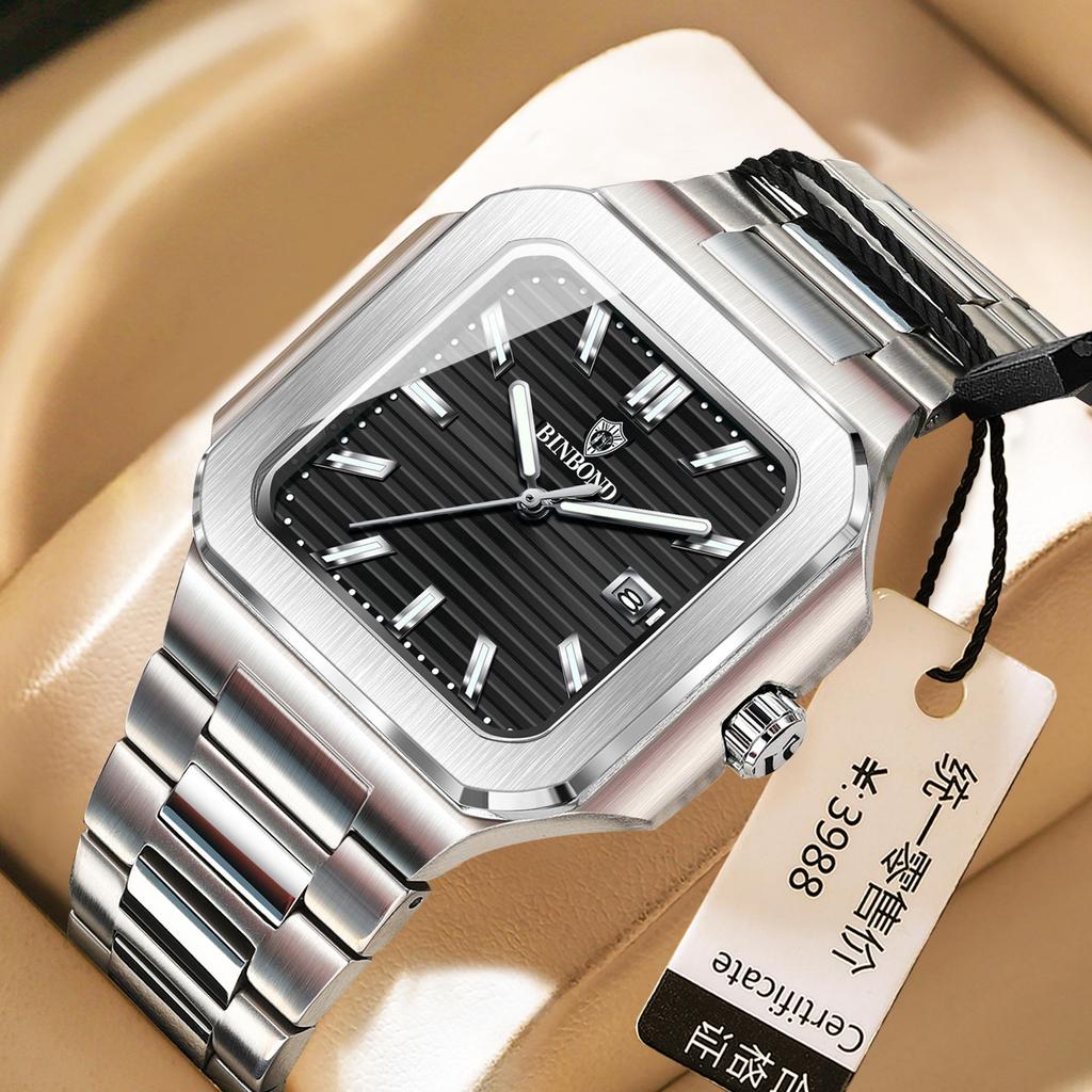 Binbang Men's Large Dial Tritium Sport Watch - High-End Trendy Model