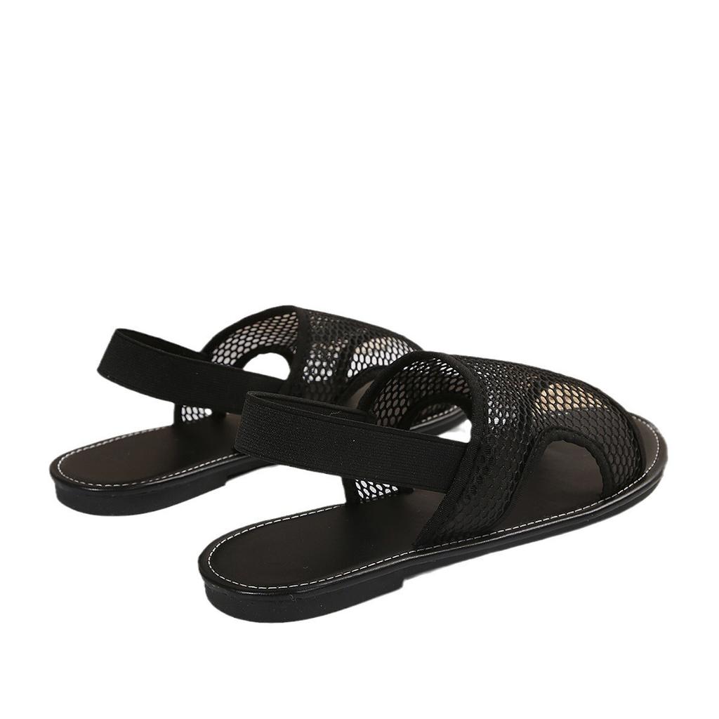 Spring And Summer New Large-Size Mesh Sandals Women'S Summer Breathable Mesh Flat-Bottomed Casual Sandals