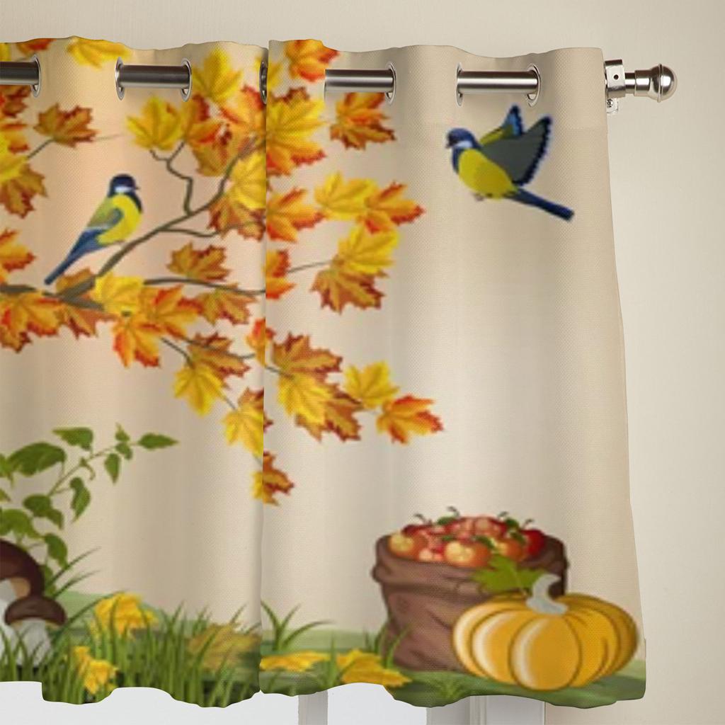 Perdea de Fereastră Toamnă Frunze Ciuperci Dovleac Pentru Decor Dormitor Living Perdele de Lux Valanță Perdele Bucătărie