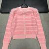 Xiangjia Mink Fur Color Block Striped Cardigan Sweater - Autumn/Winter, Round Neck, Long Sleeve, Loose Fit.