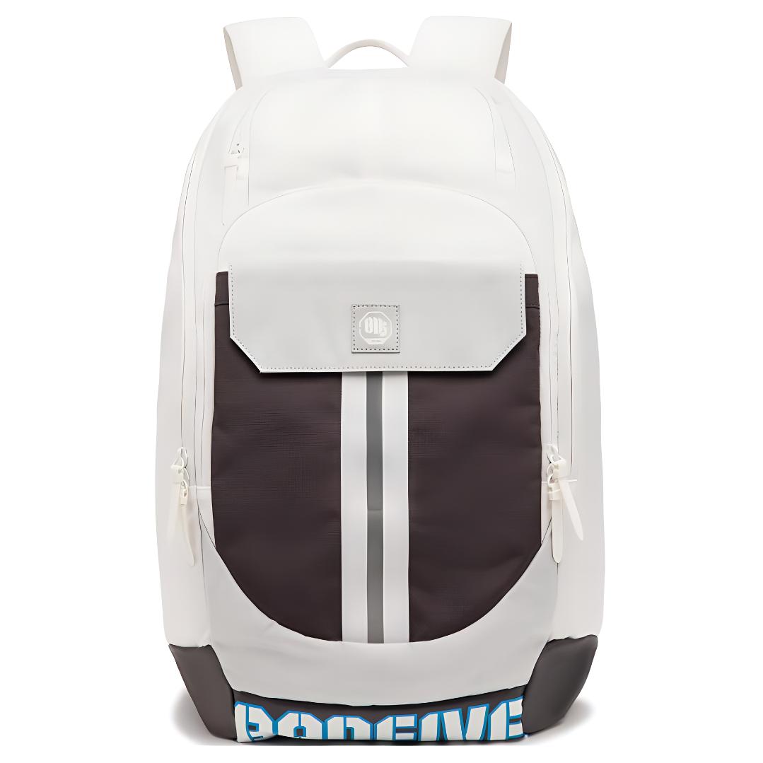 Li Ning Badfive Sports Fashion Letter Color Block Reflective Patchwork Letter Print Large Capacity Zipper Closure Backpack Unisex Backpack ABSU009-2 Ivory & Mist Gray