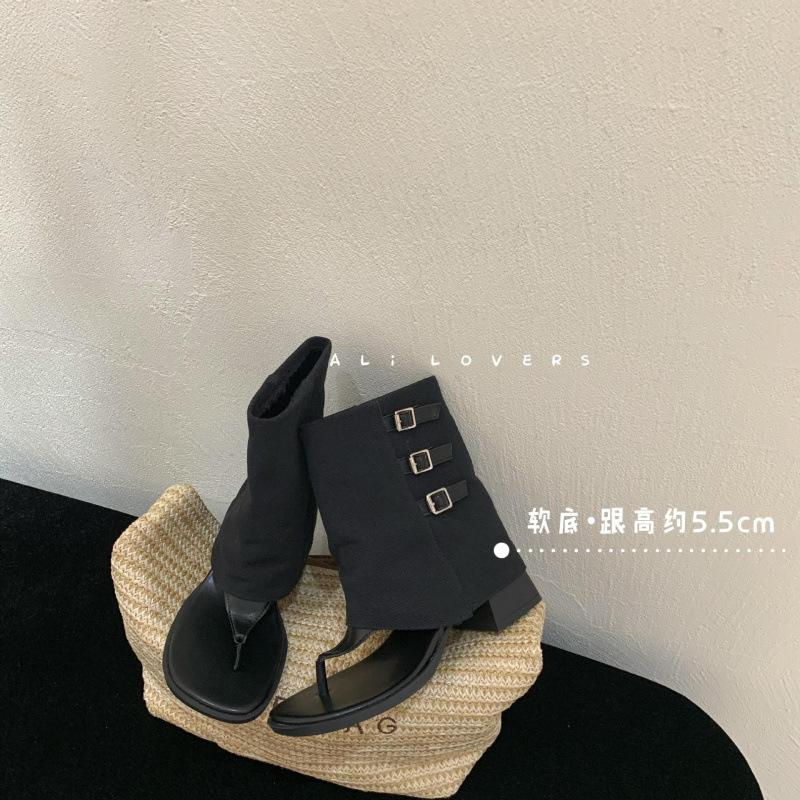 Roman Style Toe Cool Boots 2025 New Casual Fashion Boots Summer Versatile Thick Heel 5.5 Cm Sandals