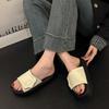 One-word beach sandals women's 2025 spring new thick-soled fashion casual with skirts and soft-soled cool slippers