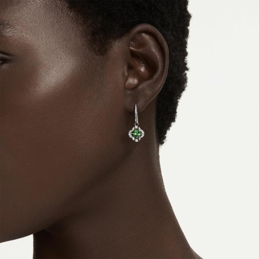 Swarovski Green Rhodium Clover Drop Earrings 5758001