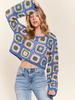 Hand-Crocheted Ethnic Style Colorful Squares Loose Pullover for Women