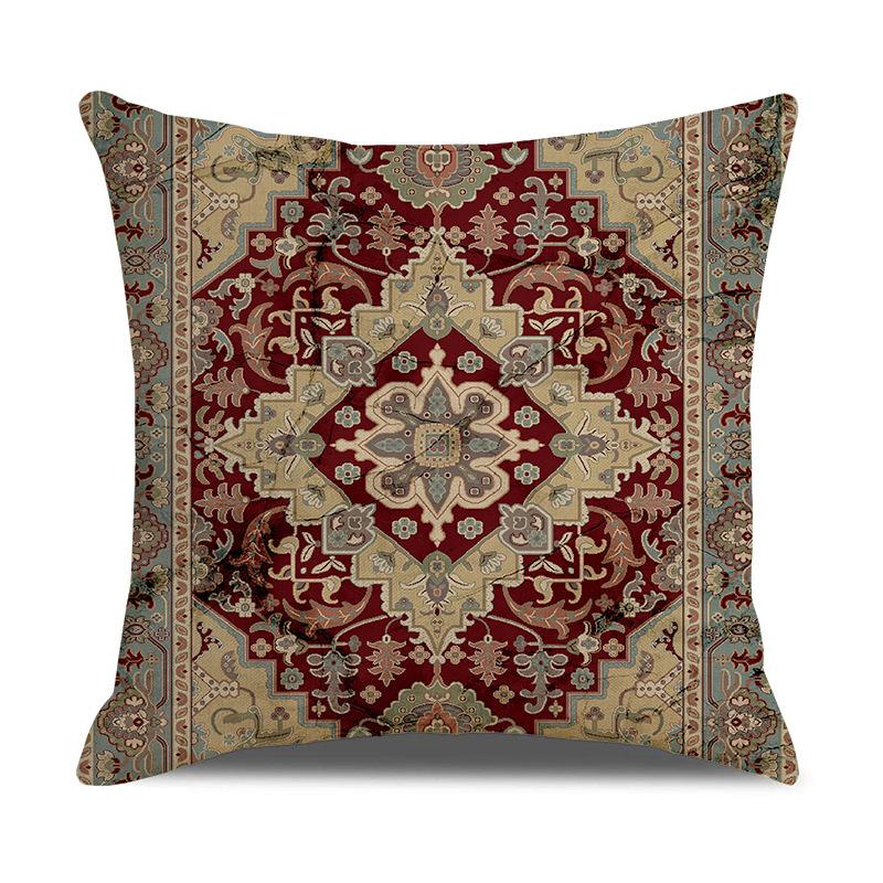 New Persian Carpet Pillowcase Holiday Decorative Pillow Short Plush Cartoon Print Sofa Pillow