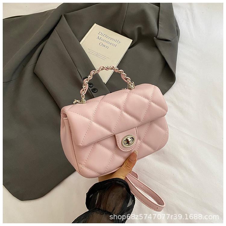 Fashion Lingge Handheld Small Bag Women's 2025 New High-end and Versatile Small Square Bag Niche One-shoulder Crossbody Bag Trend