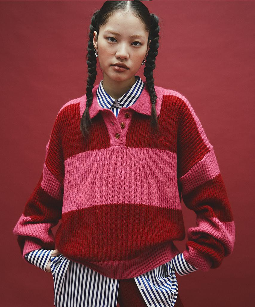 COCANCL Ccl Mohair Collar Knit/Pink