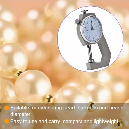 Yunir Measuring Gauge, 0-20mm 0.1mm Precision Pearl Thickness Bead Diameter Flat Head Pointer Instrument Portable Gauge Caliper for Jewelry Craft Make