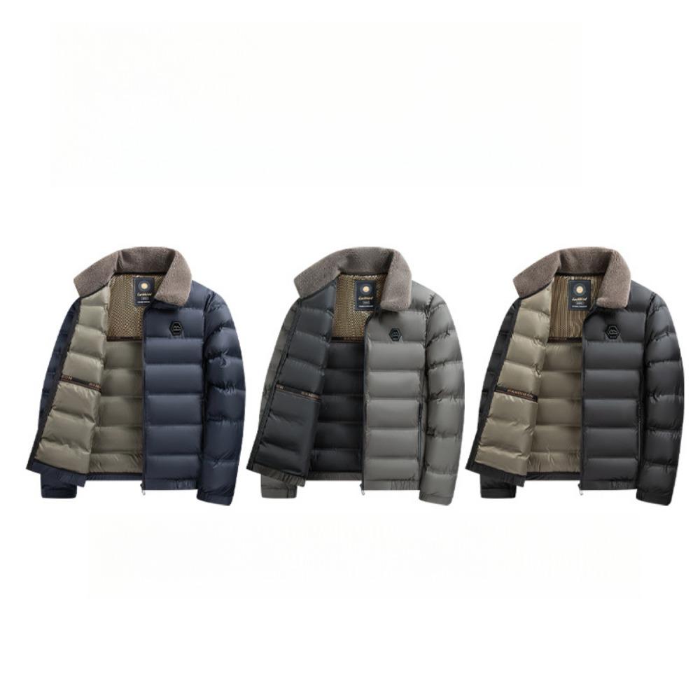 Men's casual short cotton clothes 2025 winter new warm and cold-proof lapel collar fur collar jacket versatile jacket middle-aged and elderly