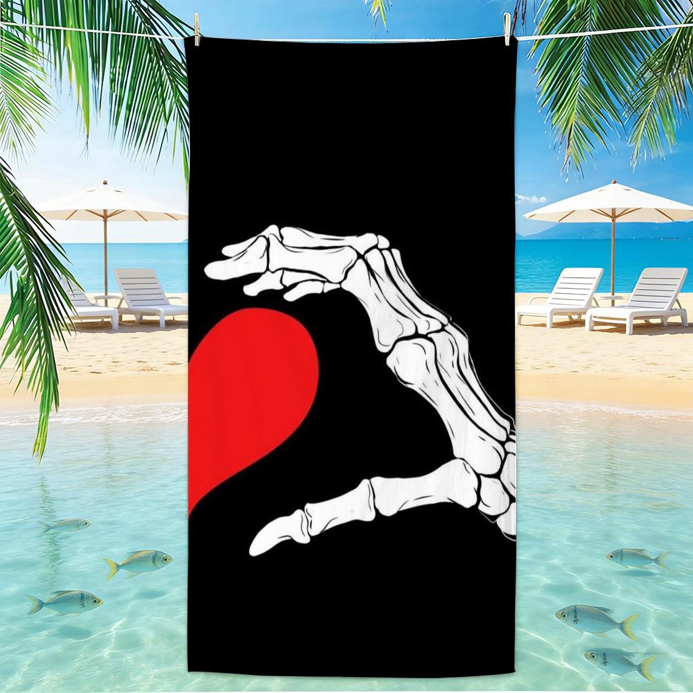 Skull Beach Towel Microfiber for Gym Travel Fitness Spa Women Girl Quick Dry Sandless Large Towels Bathroom Beach Towel
