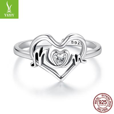 Moederdag Liefdesring S925 Sterling Zilver Feestelijke Familie Elementen, Modieuze Explosie