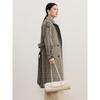 Jiuzi Annakokko Women's Double-Breasted Plaid Wool Blend Long Coat