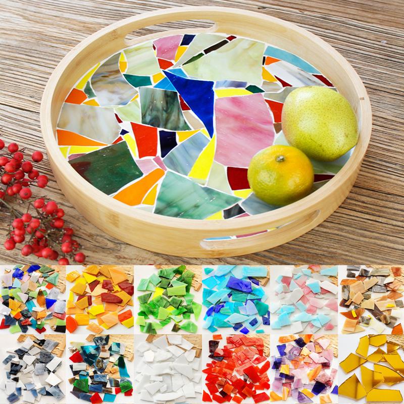 100g Clear Glass Mosaic Tiles Arts Multi Color Home Wall Decoration Mosaic Piece DIY Mosaic Making Stones for Craft Hobby