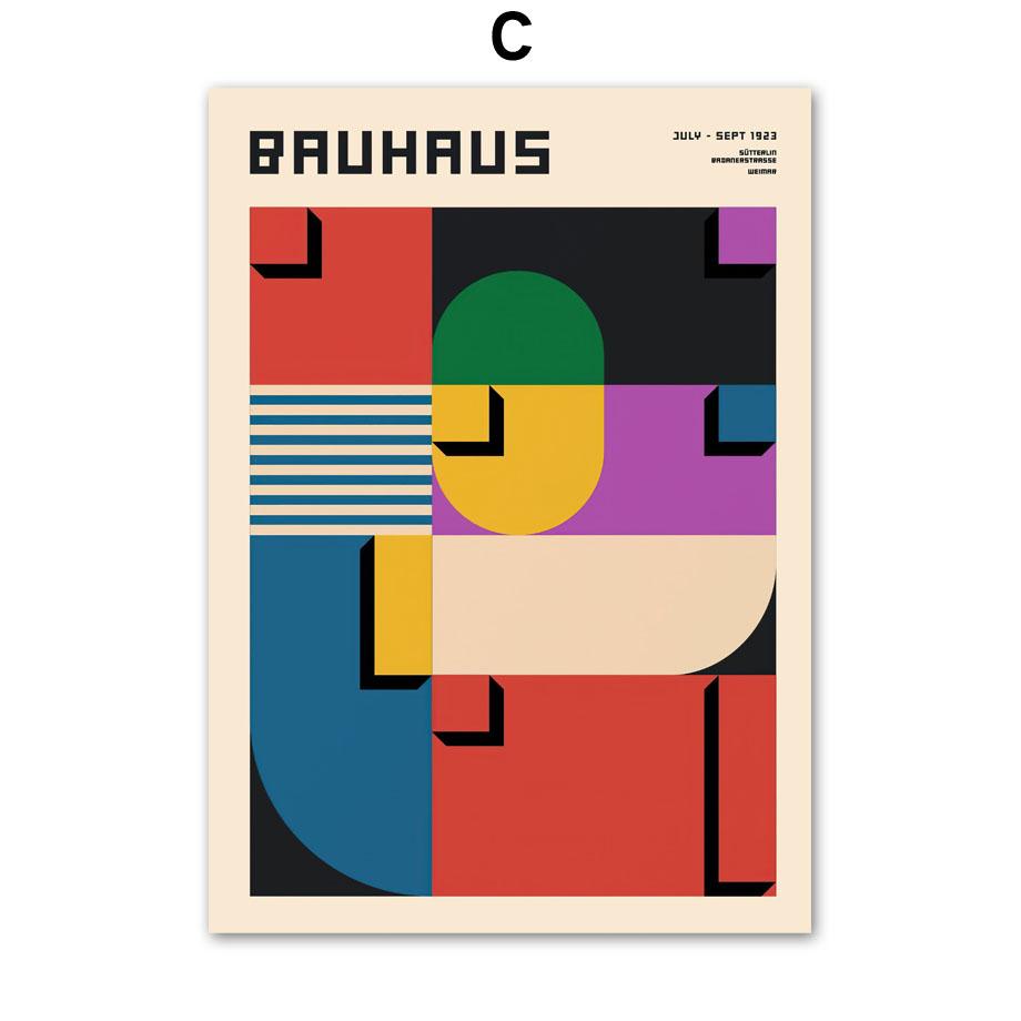 Bauhaus Geometric Figure Lines Rainbow Abstract Wall Art Posters Prints Canvas Painting Hotel Bar Pictures For Living Room Decor