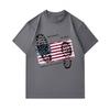 Men's 100% Cotton Crew Neck Short Sleeve T-Shirt, Distressed USA Flag Fake Friends No Trust Print Casual Comfortable Tee for Daily Wear