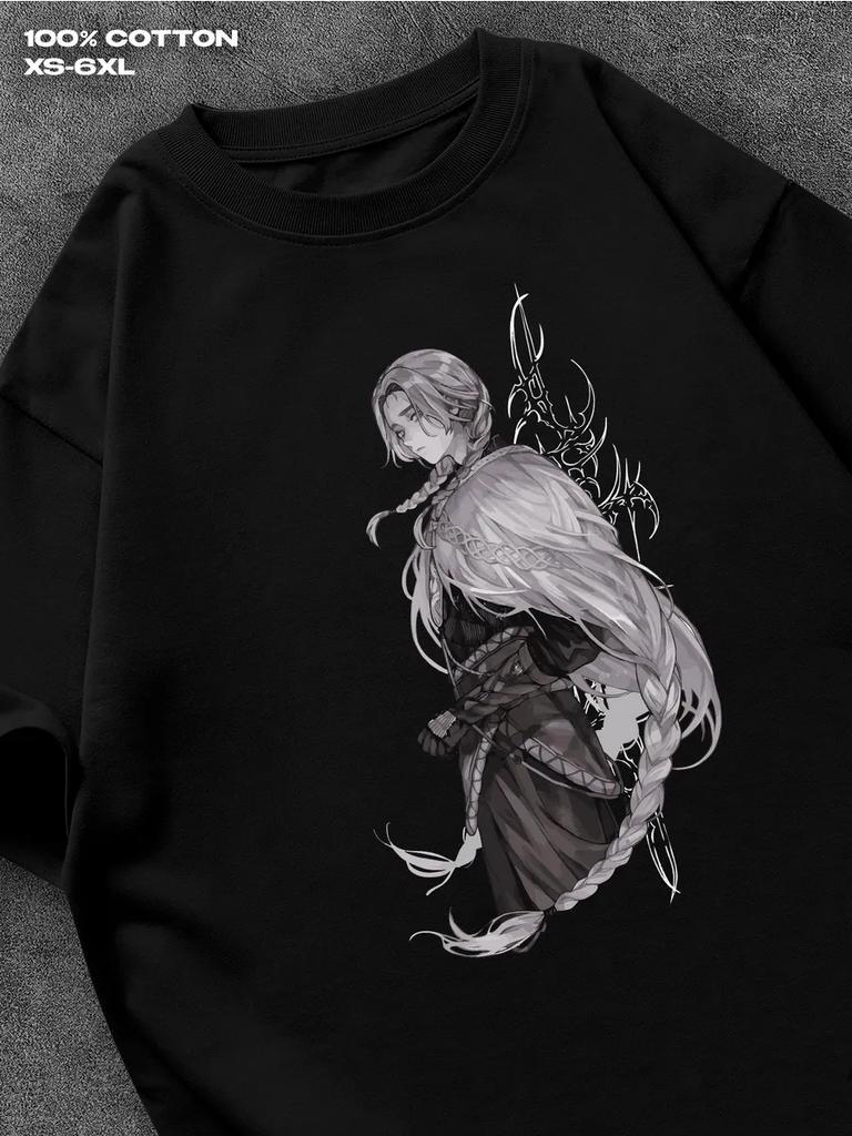 Elden Ring Game black T‑shirt Mens Tshirt Womens Tshirts with Letters Print Short Sleeves T-Shirt Casual Street Tee Shirt Top