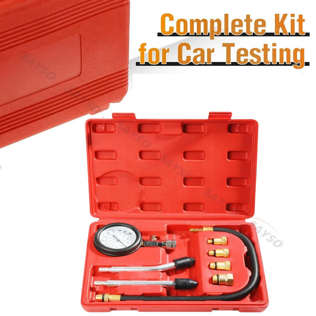 Petrol Engine Cylinder Compression Tester Kit Automotive and Motorcycles Tool 0-300PSI Engine Cylinder Pressure 0-21 Bar Gauge