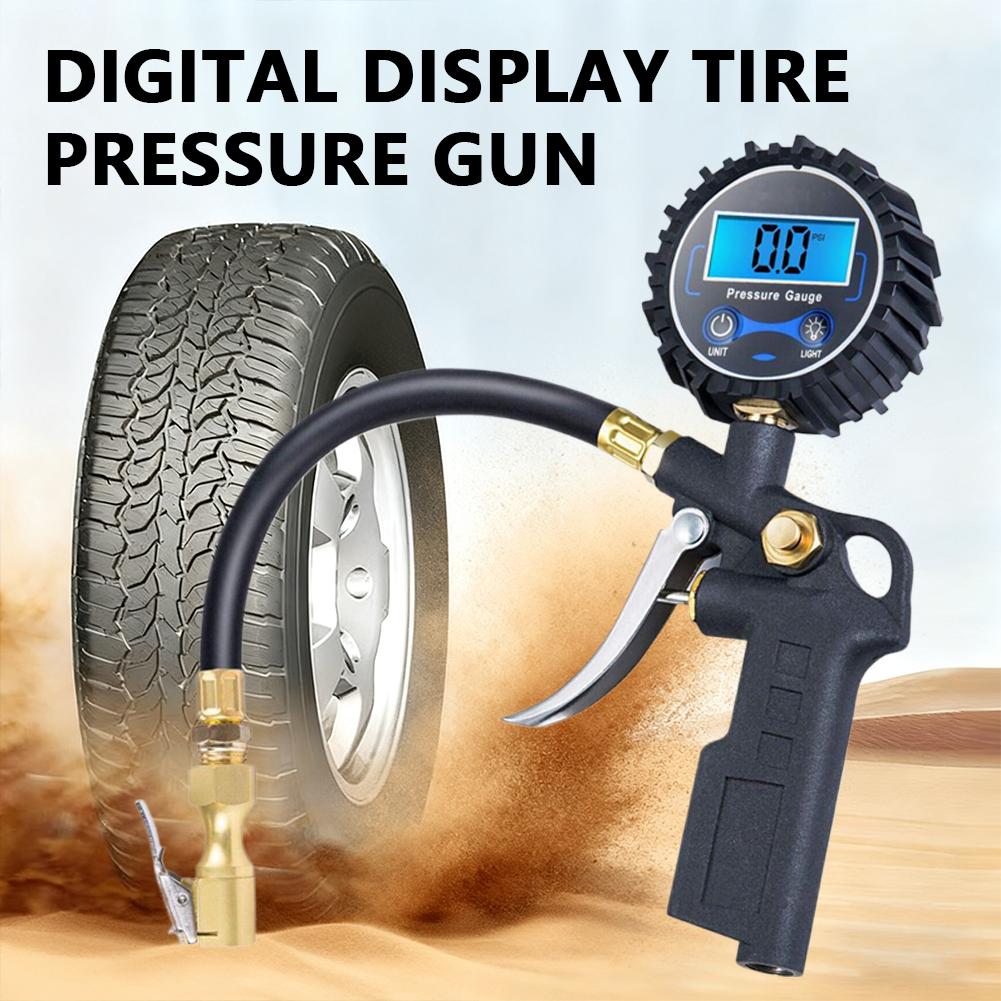 Car Tire Inflator Gun Multifunctional Tire Air Pressure Bicycle Tester Auto Inflator Monitoring Tools Motorcycle Gauge Pump I6K2