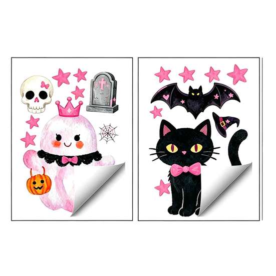 Room Halloween Decorations 2 Sheets Cartoon Ghost Window Cling, Spooky Decorative Glass Clings Sticker, Waterproof Static Decal for Holiday