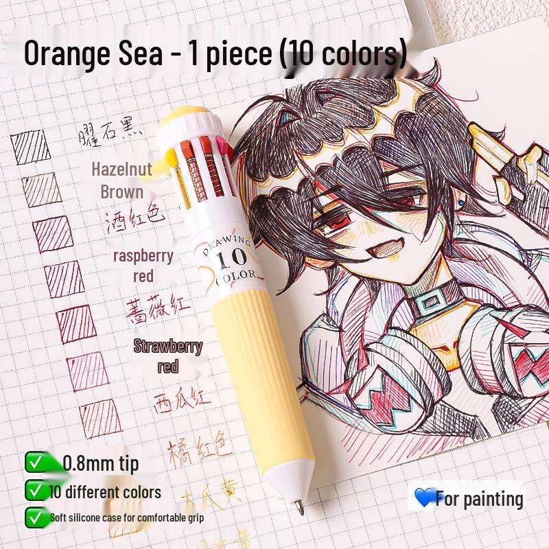 Modrý Fruit 60barevný vícebarevný set kuličkových per s měkkým úchopem - Stiskací psací nástroj 10 v 1