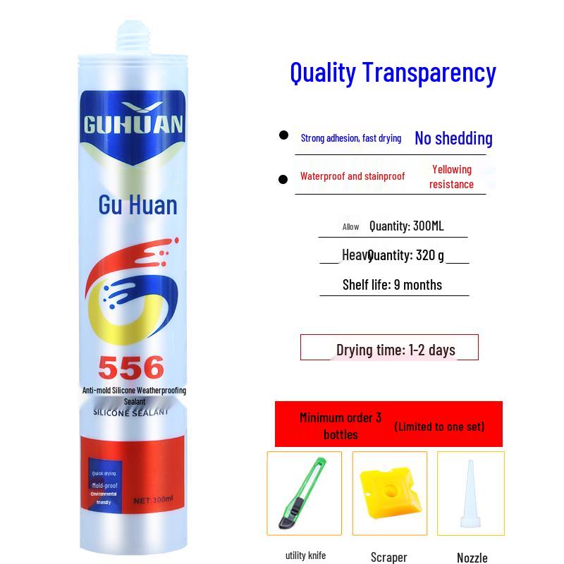 GuHuan 793 Neutral Silicone Sealant: Waterproof, Mildewproof, Weatherproof - Available In White, Transparent, and Gray.