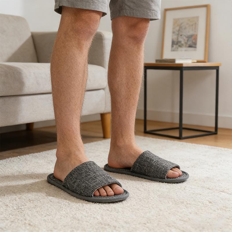 1 Coppia Traspiranti Comode Morbide Quotidiane Leggere Hotel Monouso Elasticità Cotone Antiscivolo Mezza Coppia Pantofole Schiuma