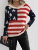 Women's Long Sleeve American Flag Sweater - Spring and Autumn Knitwear