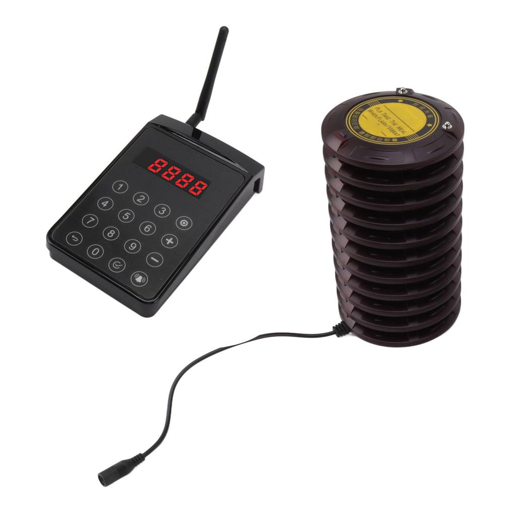 Restaurant Pager System 10 Coaster Pagers with Keypad Transmitter for Restaurant Food Truck Coffee