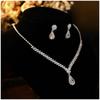 Women's Necklace Dangling Earrings Droplet Jewelry 2Pcs with Sparkly Rhinestone for Bridesmaid Wedding Masquerade