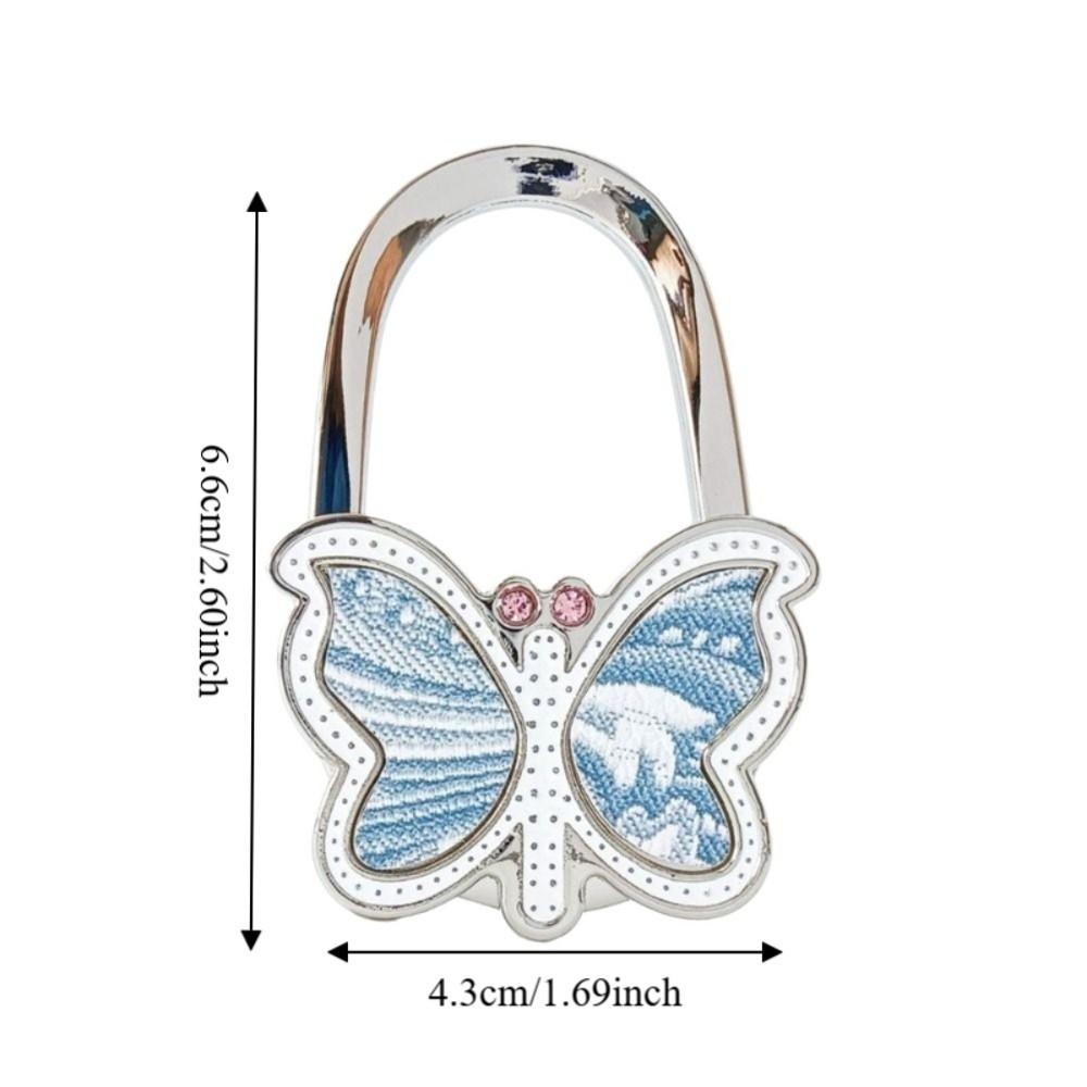 Durable Foldable Butterfly Purse Hook Floral Pattern Portable Handbag Hanger Creative Alloy Handbag Hook for Women