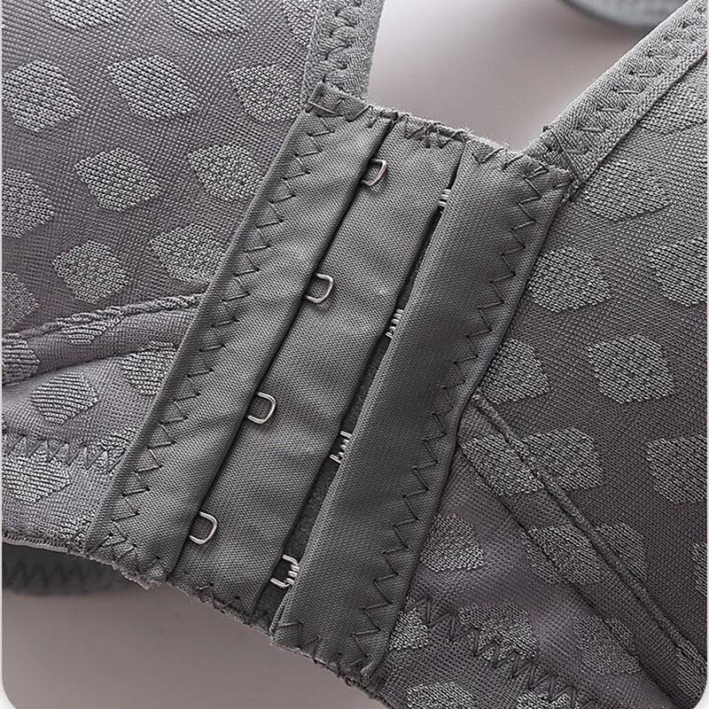 Sujetador de Botón Frontal Anticaída Recogido Sin Aros de Acero Ropa Interior Fina de Talla Grande para Mujer Hebilla de Cuatro Filas Ligero Cómodo Transpirable