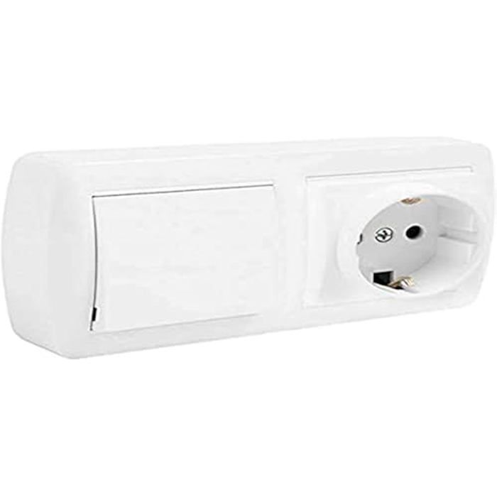 Prise Électrique - SOLERA - SOLLERA BASE DOUBLE BIPOLAIRE - Blanc - Rectangulaire - Intérieur