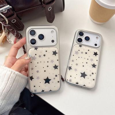 Japanisch und Koreanisch Kleiner Stern Kompatibel iPhone 16 Pro Max Apple 17 Handyhülle 15/14 Galvanisierter Silberrand Harzhülle