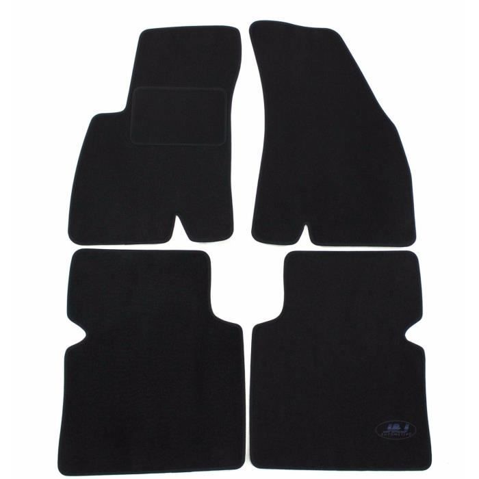 Tapis De Sol Noir Velours - J&amp;J AUTOMOTIVE - Hyundai Fiesta 5 - Sur Mesure - Antidérapant - Imperméable