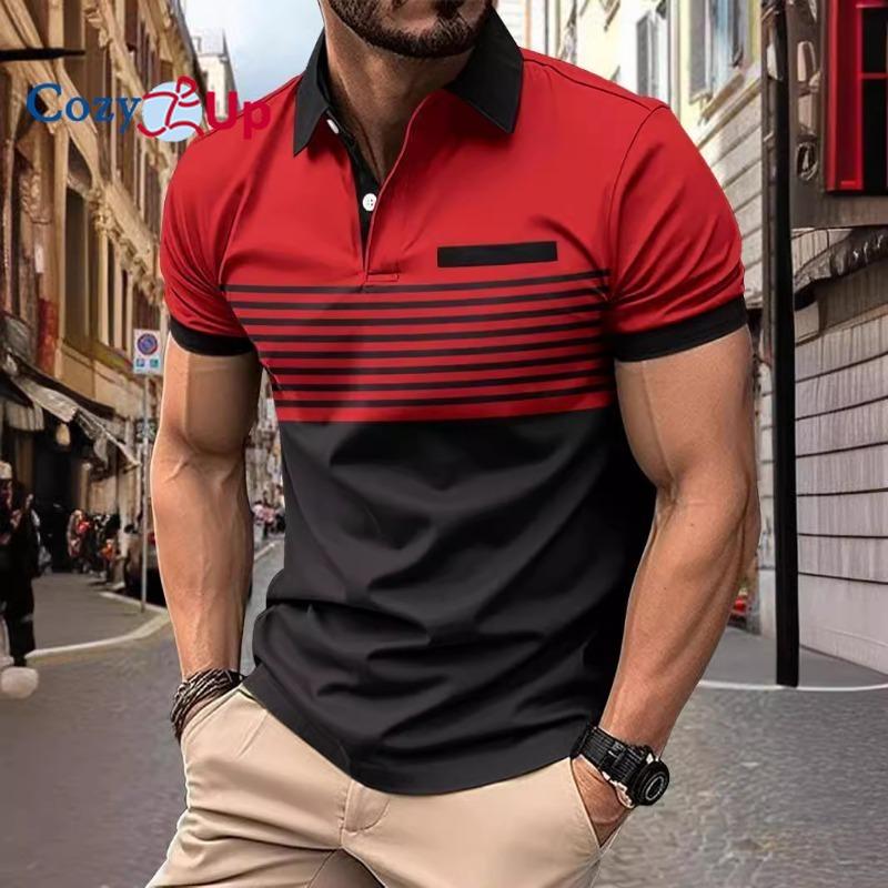 Cozy Up Poloskjorter for menn Kortermede Uformelle Polo T-skjorte Color Block Slim Fit Golfskjorter med lomme