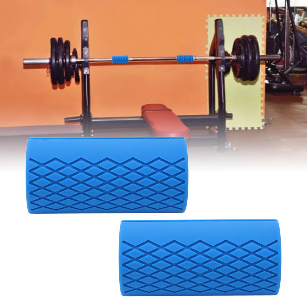 1 Pair Thick Barbell Grips Thick Anti Slip Gym Weight Bar Grips for Weightlifting Fitness Exercise for Muscle Builder Blue