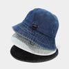 American-Style Washed Distressed Bucket Hat Women, Solid Color, Simple Drawstring Design, Fisherman Hat