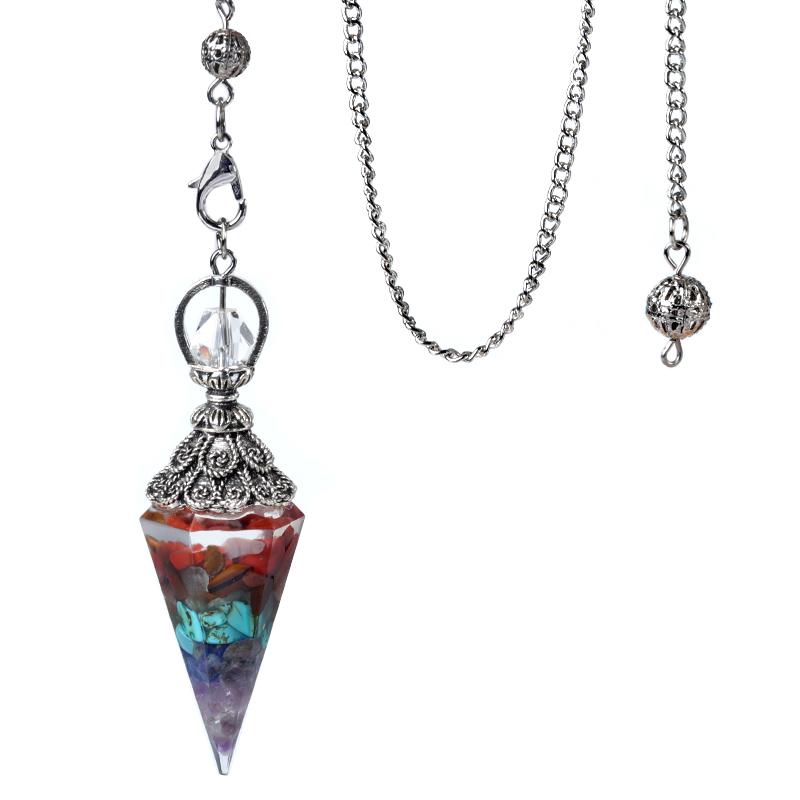 Natural Stone Spirit Pendulum Pendant Latticed Chain Energy Luck Mysterious Reiki Resin For Jewelry Making Accessories Necklaces