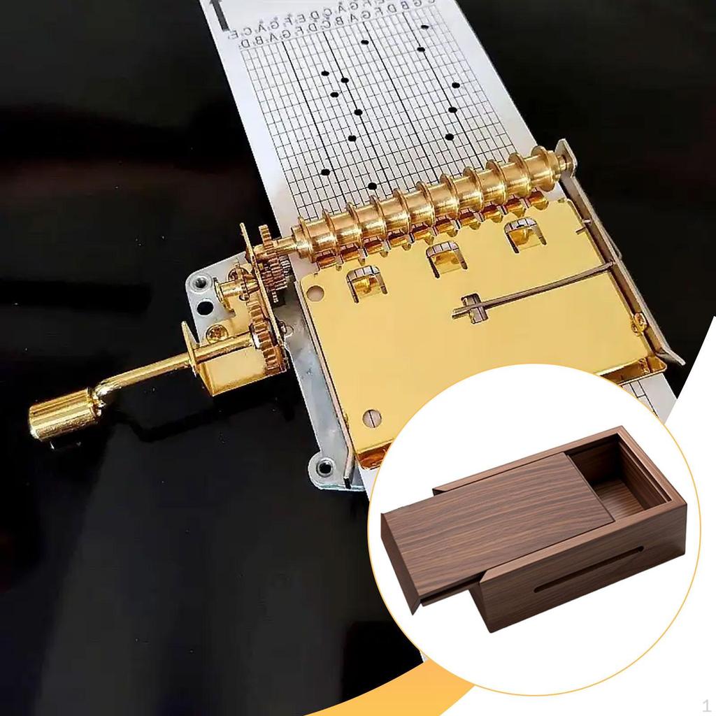 30 Note Wooden Music Box, Easy to Use, Hand Crank Ideal for Christmas, Halloween,