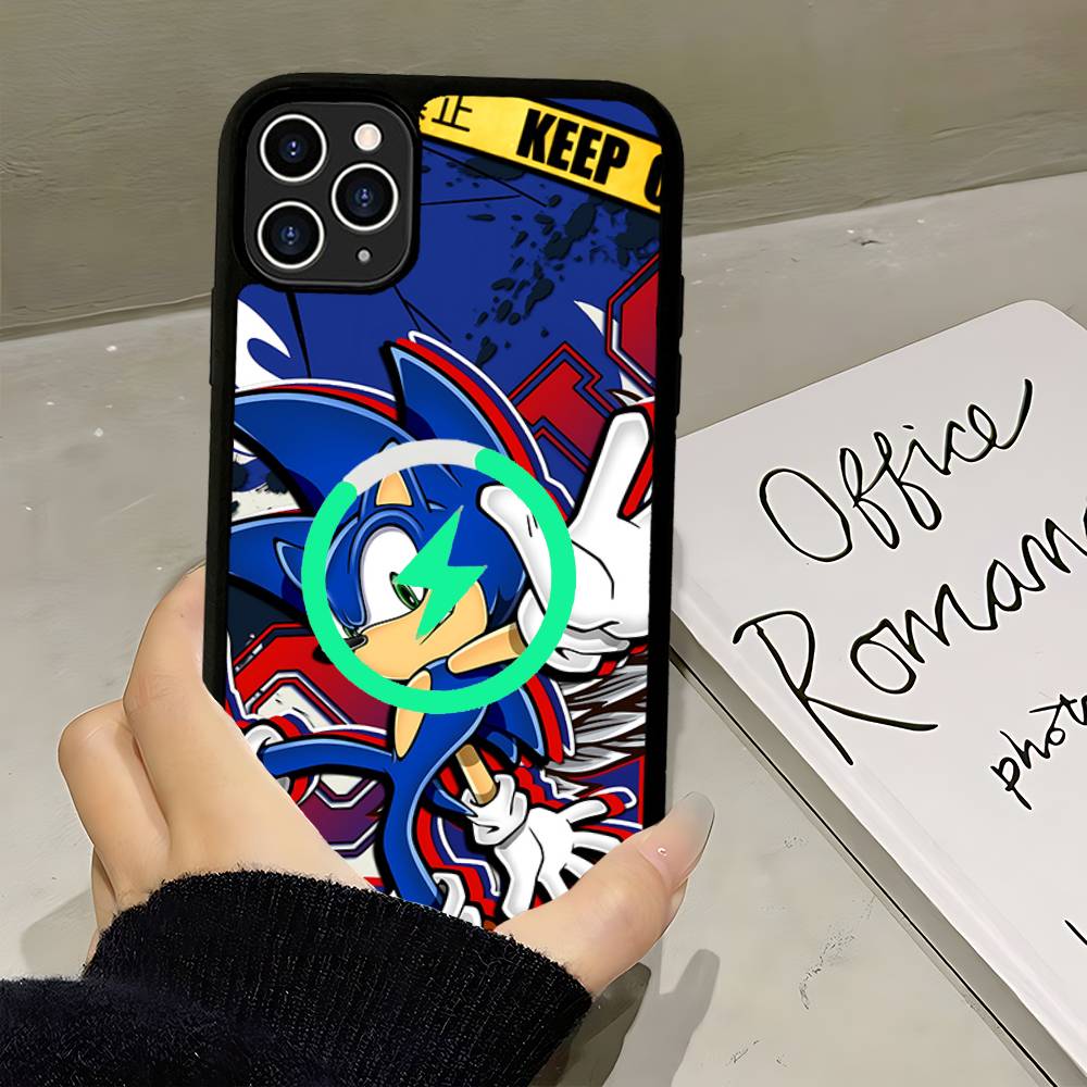 Anime S-Sonic H-HedgehogES Magnetic Wireless Phone Case For IPhone 17 16 15 14 13 12 11 Pro Max Plus Mag Phone Cover