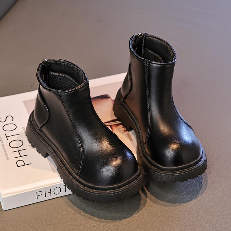 

Autumn Children Boots Kids Short Boot Zipper Girls Boys Comfortable Non Slip Outdoor Ankle Boots Princess Shoes Size 26-36 26 чёрный