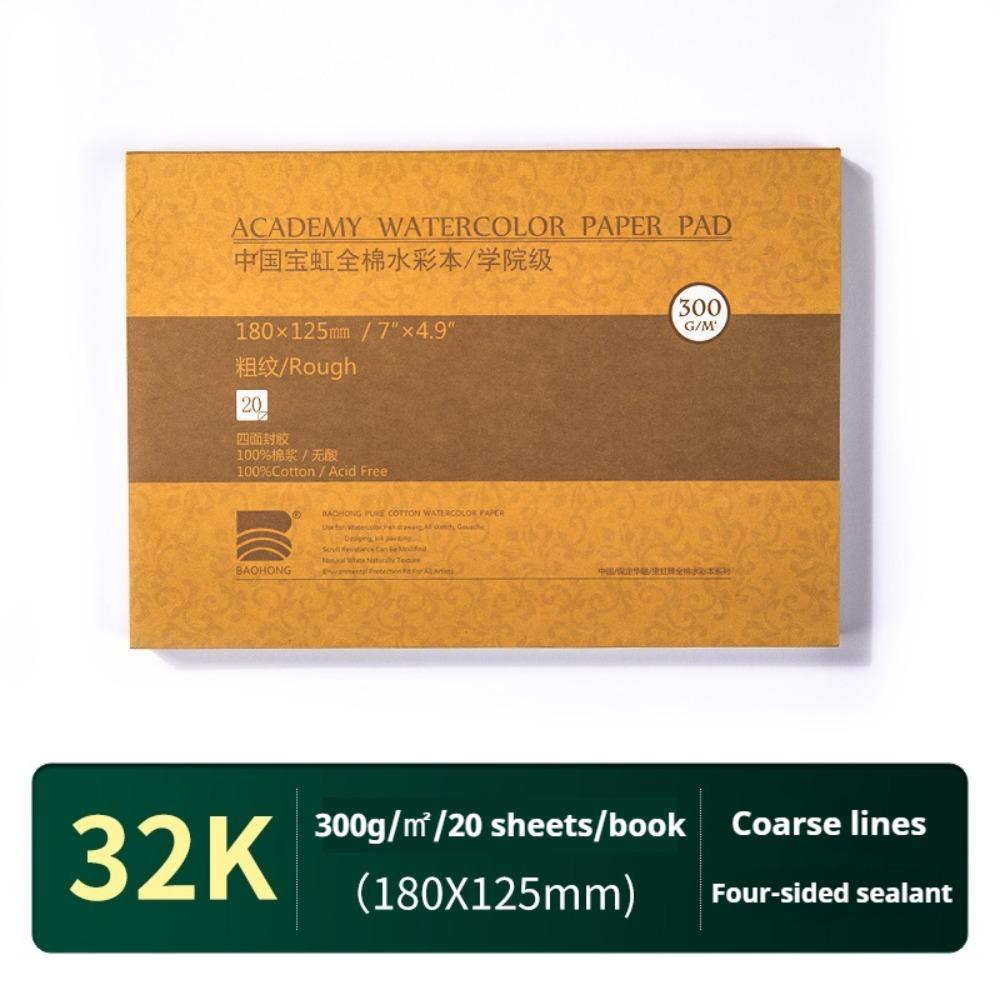 New 20 Sheets Watercolor Paper Block 32K 16K 8K 300g Watercolor Sketchbook Art Paper 100% Cotton Water Color Drawing Paper