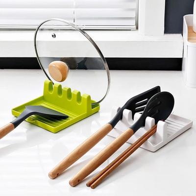 Úložný stojan na víko hrnce Protiskluzový multifunkční držák na lžičku na špachtle Organizační stojan na pracovní desku pro domácí kuchyni